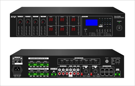 6*120W audiomatrijsversterker 6 het Systeem Vastgestelde 70dB S N Verhouding van de Kanaalpa