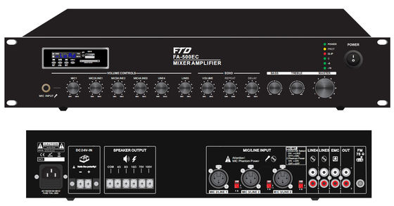 OEM 500W 100V de Versterker van het PAsysteem met ECHO Mixer Amp Overload Protection