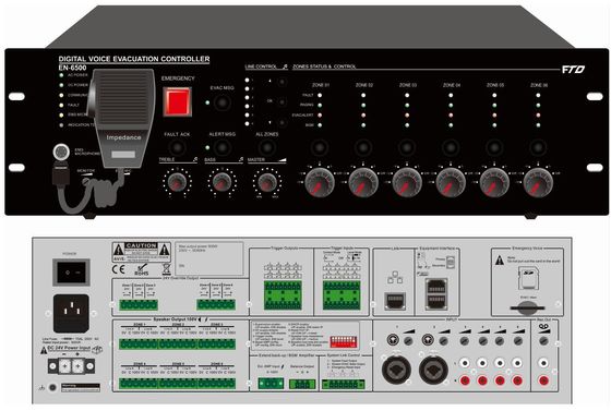 Van de het Systeem500w 6 Streek van de stemevacuatie het Systeem van het Controlemechanismedigital voice evacuation van Evac